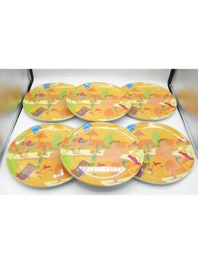 HOME 9 Inch Melamine Salad Plates Poolside Party 2005 Set of 6 Patio Picnic